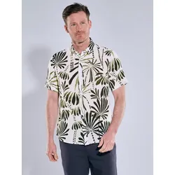 ENGBERS GERMANY Herren Kurzarm-Hemd gemustert weiß slim fit Kent-Kragen - XL