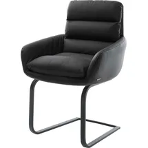 DeLife Freischwinger Abelia-Flex mit Armlehnen Echt-Leder Schwarz Freischwinger flach Schwarz