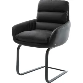 DeLife Freischwinger Abelia-Flex mit Armlehnen Echt-Leder Schwarz Freischwinger flach Schwarz