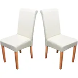 Mendler 2er-Set Esszimmerstuhl Stuhl Küchenstuhl Novara II, Leder ~ creme, helle Beine