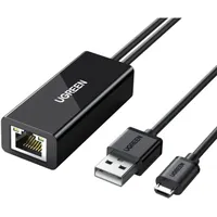 Ugreen Ethernet Adapter für Chromecast und TV Stick Micro USB auf RJ45 LAN Netzwerkadapter mit USB 2.0 Netzkabel für Stromversorgung