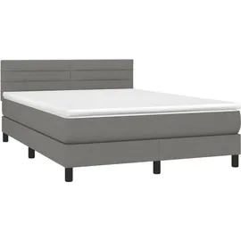 vidaXL Boxspringbett 140 x 200 cm Dunkelgrau