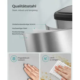 Songmics Mülleimer 50 l Silber