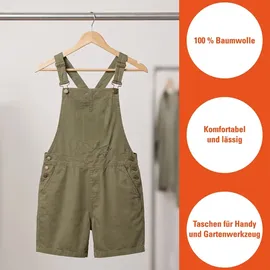 Gardena Damen Latzhose Jeans Latzshorts kurze Hose Baumwolle Olivgrün, Gr. 44