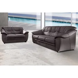 Polstergarnitur SIT & MORE "Top Savona", braun (mokka), NaturLEDER, NaturLEDER, echtes Rindsleder in Sitz und Rücken, Korpus in passendem Kunstleder, Sitzmöbel-Sets, NaturLEDER (2-tlg), bestehend aus je einem 2- und 3-Sitzer, Federkern