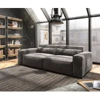 DeLife Big-Sofa Sirpio L 260x110 cm Mikrofaser Khakibraun mit Hocker