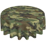 Military Camouflage Tischdecke, rund, 60 Zoll, Green Camo Army, runde Tischdecke, Polyester, waschbar, knitterfrei, Tischdecke, Tischdecke für Küche, Esszimmer, Picknick, Terrasse, Party