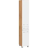 WELLTIME Soria Hochschrank 30 x 185 x 35 cm Weiß Metall/MDF/Spanplatte/Massivholz