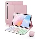 für Samsung Galaxy Tab S10 FE Plus (2025)/Samsung Galaxy Tab S10 FE+ (2025) 13.1 Zoll Hülle mit Kabelloses Bluetooth Deutsch (QWERTZ) Beleuchtete Farbige Tastatur und Maus, Backlit Keyboard Case