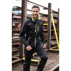 Terrax Workwear Herren Arbeitsjacke Softshelljacke - Zweifarbige Berufsjacke mit vielen Taschen in Schwarz-Limette Größe 3XL - 3XL