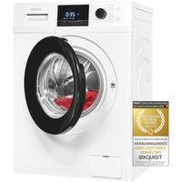 Exquisit Waschmaschine WA8214-340A weiss | Waschmaschine 8 kg | Energieeffizienz A | 16 Waschprogramme | Kindersicherung | Startzeitvorwahl | Washing machine