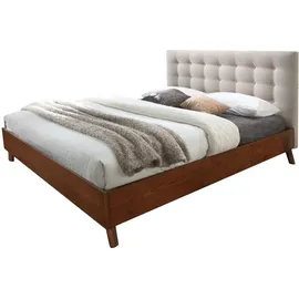 vente-unique Bett 180 x 200 cm mit gestepptem Kopfteil - Stoff - Beige - francesco