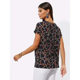 CREATION L Druck-Shirt in schwarz-papaya | Gr.: 38