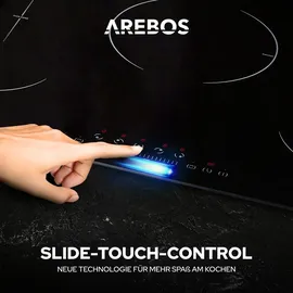 Arebos Induktionskochfeld 9800 W 5 Kochfelder mit 2 Flexzonen 77 cm Autark mit Sensor Touch, Timer, Kindersicherung, �berhitzungsschutz,
