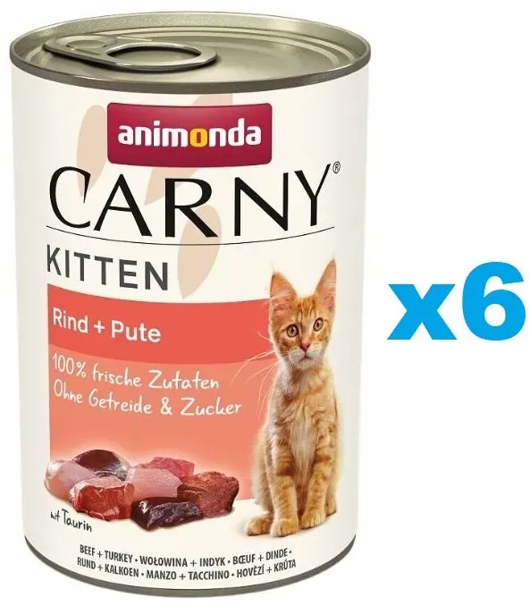 ANIMONDA Carny Kitten Beef&Turkey 6x400 g Rind und Truthahn für Kätzchen