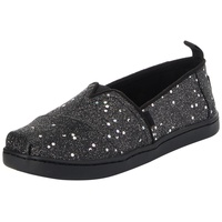 TOMS Youth Girl's Classic Alpargata Espadrille Loafer Flat, Black Cosmic Glitter, 12.5 UK