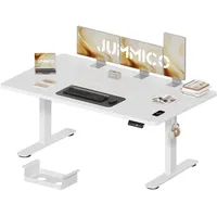 JUMMICO Höhenverstellbarer Schreibtisch 160 x 80 cm mit Kabelwanne, Höhenverstellbar Elektrisch Stehpult mit USB-Buchse, Computertisch, Ergonomischer Steh-Sitz Tisch, Bürotisch, Weiß