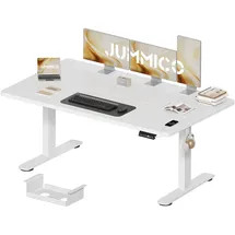 JUMMICO Höhenverstellbarer Schreibtisch 160 x 80 cm mit Kabelwanne, Höhenverstellbar Elektrisch Stehpult mit USB-Buchse, Computertisch, Ergonomischer Steh-Sitz Tisch, Bürotisch, Weiß
