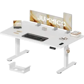 JUMMICO Höhenverstellbarer Schreibtisch 160 x 80 cm mit Kabelwanne, Höhenverstellbar Elektrisch Stehpult mit USB-Buchse, Computertisch, Ergonomischer Steh-Sitz Tisch, Bürotisch, Weiß