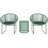 Outsunny Polyrattan Gartenmöbel Set, Outdoor Lounge Balkonmöbel für 2 Personen, 3-teilig Sitzgruppe mit 2 Stühle, Beistelltisch,