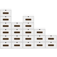20er Set Schuhboxen Aufbewahrung Karton Pappe mit Schubladen Kiste stapelbar ww