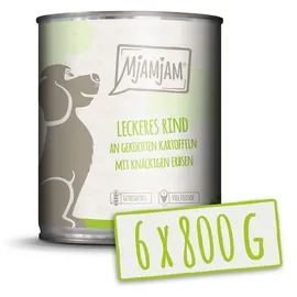 MjAMjAM - Premium Nassfutter für Hunde - leckeres Rind an gekochten Kartoffeln mit knackigen Erbsen,