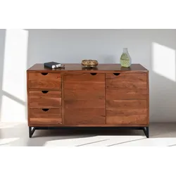 Sideboard Kommode Akazienholz nussbaumfarben massiv 145 x 80 cm Sukhothai