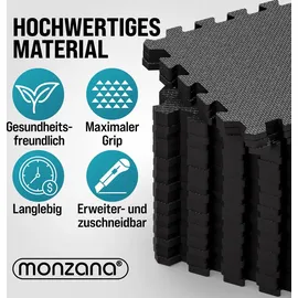monzana MONZANA® 36x Bodenschutzmatten Fitness & Pool mit Randstücken 30 x 30 cm 3 qm Rutschfest EVA-Schaumstoff Puzzlematte Trainingsmatten Fitnessgeräte