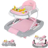 ib style 5in1 Lauflernhilfe, Gehfrei, Schaukelfunktion Licht & Melodie, Babywalker für Babys ab 6 Monate, Wave, Rosa