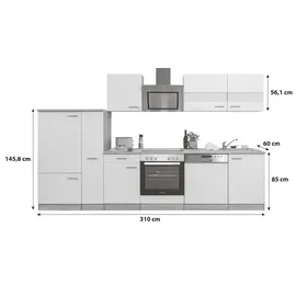 Respekta Küchenzeile Merle 310 cm Schwarz