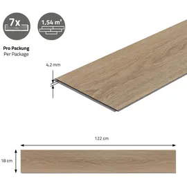 ML-Design PVC Bodenbelag Click Vinyl-dielen, 4,2mm, Dicke 4,2mm, 3,08m2/14 Dielen, Golden Hour Eiche Braun Holzoptik, wasserfest, Belastungsklasse 34