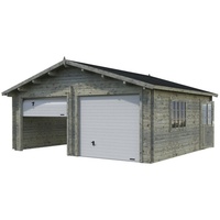PALMAKO AS Blockbohlen-Garage, BxT: 575 x 510 cm (Außenmaße), Holz - grau