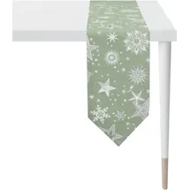 APELT Tischband APELT "9602 CHRISTMAS ELEGANCE, Weihnachtsdeko, Weihnachten", bunt (grün, silberfarben), B:21cm L:175cm, Polyester, Viskose, Tischdecken, Lurex-Jacquardgewebe