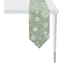 APELT Tischband APELT "9602 CHRISTMAS ELEGANCE, Weihnachtsdeko, Weihnachten", bunt (grün, silberfarben), B:21cm L:175cm, Polyester, Viskose, Tischdecken, Lurex-Jacquardgewebe