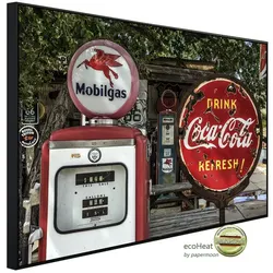 papermoon Infrarotheizung »EcoHeat - Alte Tankstelle«, Matt-Effekt - bunt