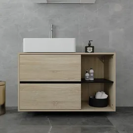 ML-Design Waschbeckenunterschrank Hängend Braun-Schwarz 100x60x45,5 cm,
