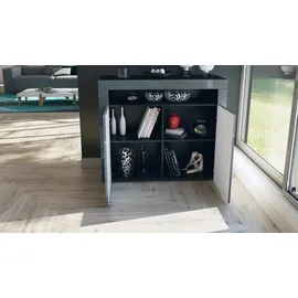 Vladon Valencia 108 x 92 x 40 cm Schwarz matt / Eiche Natur