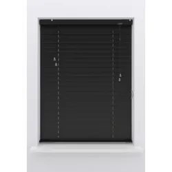 Jalousie MY HOME "Amalia", schwarz (schwarz, schwarz, schwarz), B:130cm H:180cm, Jalousien, 50mm Lamellen aus Aluminium-Matt, Bedienung durch Schnurzug
