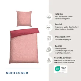 SCHIESSER Doubleface Renforcé puderrosa/beere 155 x 220 cm + 80 x 80 cm