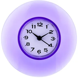 Atyhao Mini Duschuhr wasserdichte Wanduhr Saugnapf Badezimmeruhr Sauguhr für Dusche Waschraum Küche(lila)