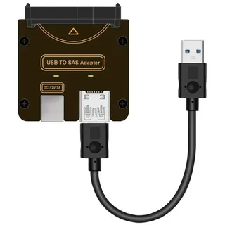 chenyang USB 3.0 auf SAS Adapter für 2,5/3,5 Zoll SFF-8482 SAS-Festplatte auf USB-Konvertierungsadapter, Netzteil Nicht im Lieferumfang enthalten (Benötigt Strom zum Arbeiten)