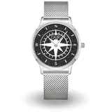 DUR Uhr 40er Kompass Lavasand, Mesh Band Edelstahl