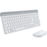Logitech Slim Combo Kabelloses Tastatur-Maus-Set, 2.4 GHz Verbindung via Nano-USB-Empfänger, 10m Reichweite, 18-Monate Batterielaufzeit, PC/Laptop, Französisches AZERTY-Layout - Weiß
