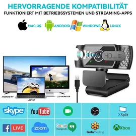 Neefeaer 2K Full HD Webcam Schwarz