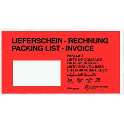 VEPATIM 100x Dokumententaschen DIN Lang rot mit Fenster aus Papier