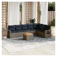 vidaXL Gartensofa-Set 8-tlg. grau Polyrattan