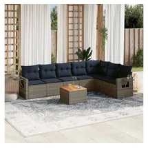 vidaXL Gartensofa-Set 8-tlg. grau Polyrattan