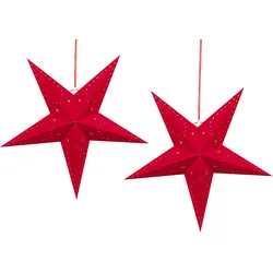 Wanddekoration 2er Set Stern MOTTI Papier 60 cm Rot