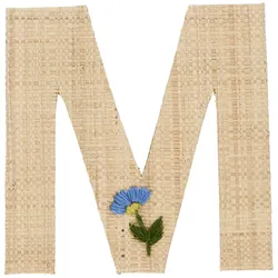RICE Raffia Buchstaben Sticker, M, Blumen