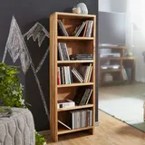 FineBuy CD Regal Massivholz Standregal 90 cm CD-Aufbewahrung Landhaus 5 Fächer